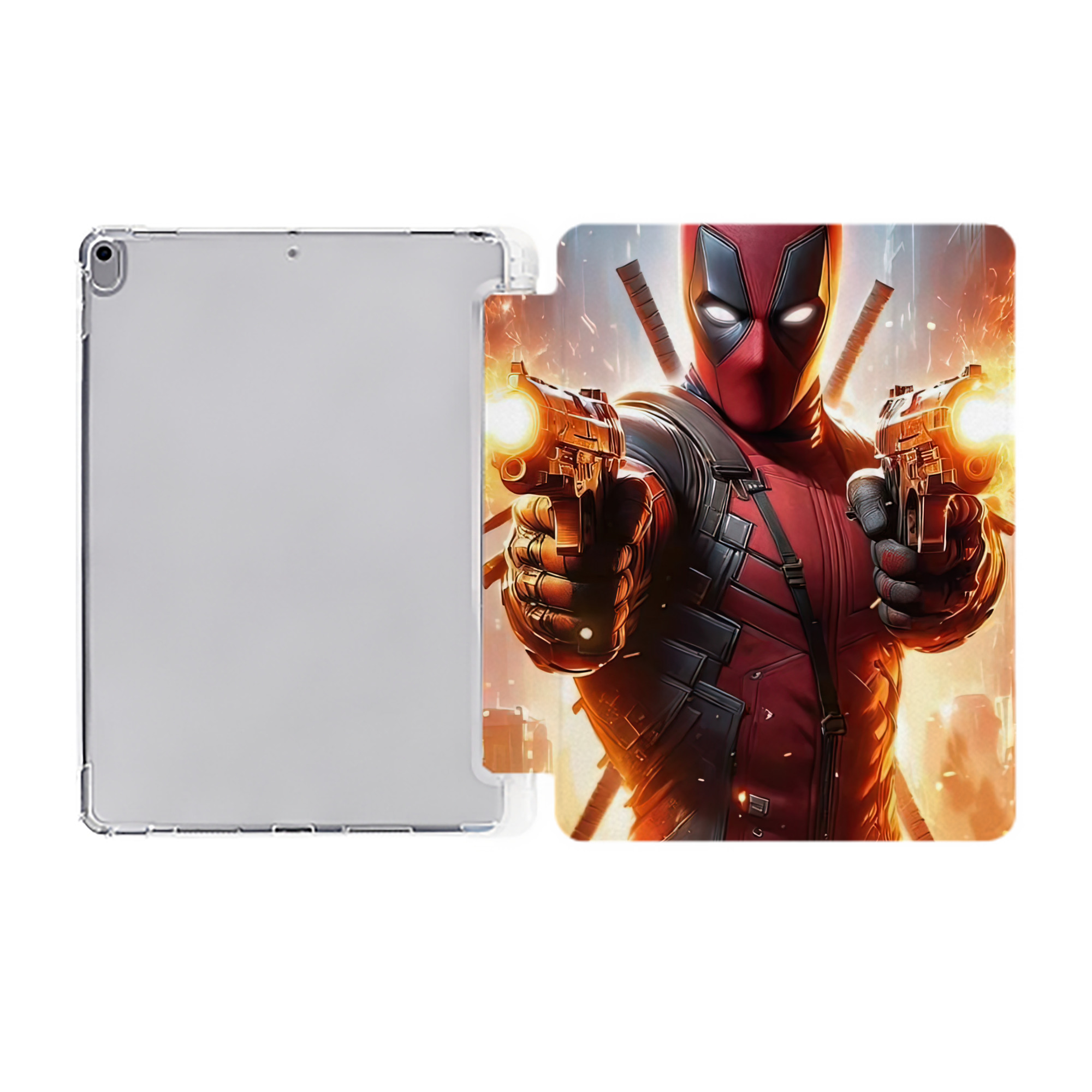 （画像用） Deadpool デッドプール IPad ケース ペン収納付き 三つ折りスタンド PUレザー×シリコン 対応機種9.5/10.5/10.9インチ